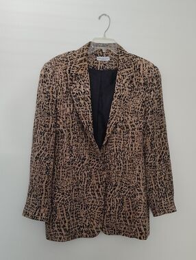Anna And Frank Leopard-Pattern Blazer in Brown and Black